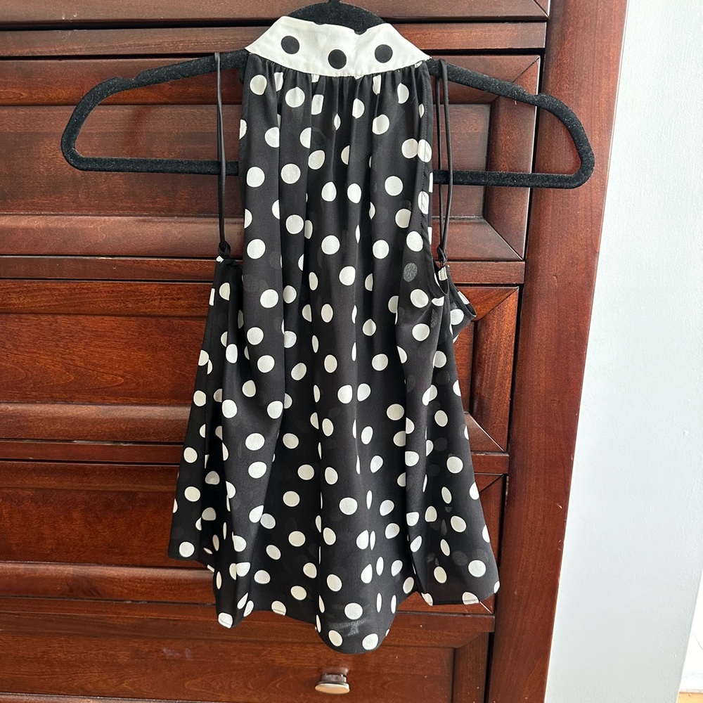 Alice + Olivia Black and White Polka Dot Halter Tank